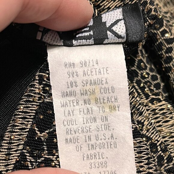 MSK‎ Gold Floral Blouse Long Sleeves Embellished Size XL V-Neck Made in USA- NWT - Picture 6 of 8